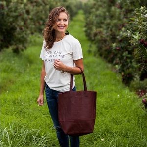 Sseko Designs bucket bag in syrah!